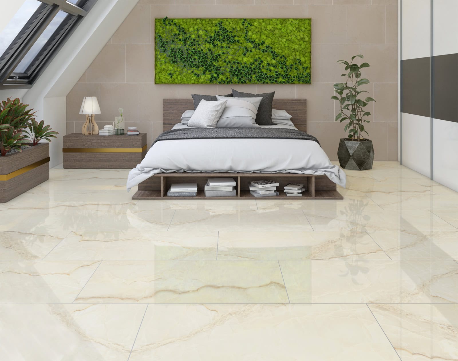 Gresie Porțelanată Rectificată Lucioasă Interior, Exterior 60x120 R ONICE - Bej - KAI Ceramics